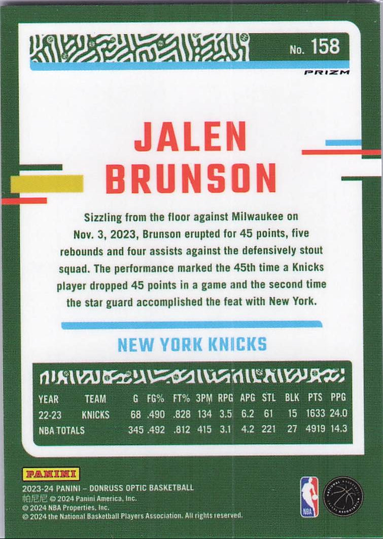 Jalen Brunson [Blue Velocity] (Back)