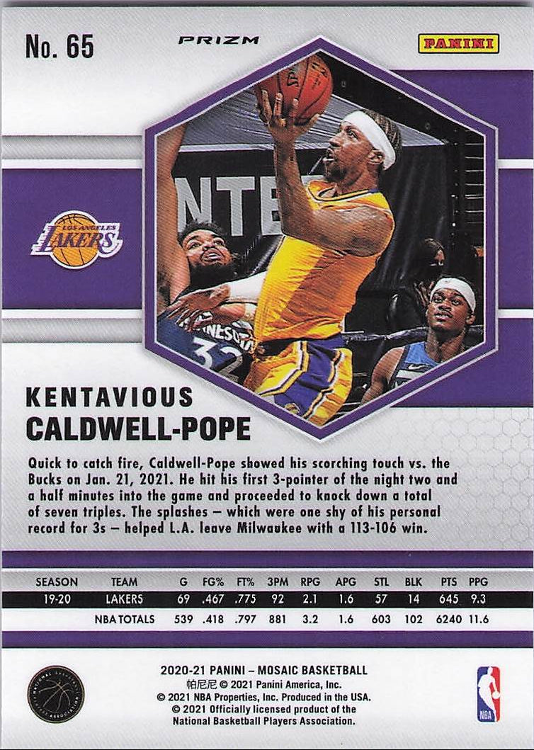 Kentavious Caldwell Pope [White Mosaic] (Back)