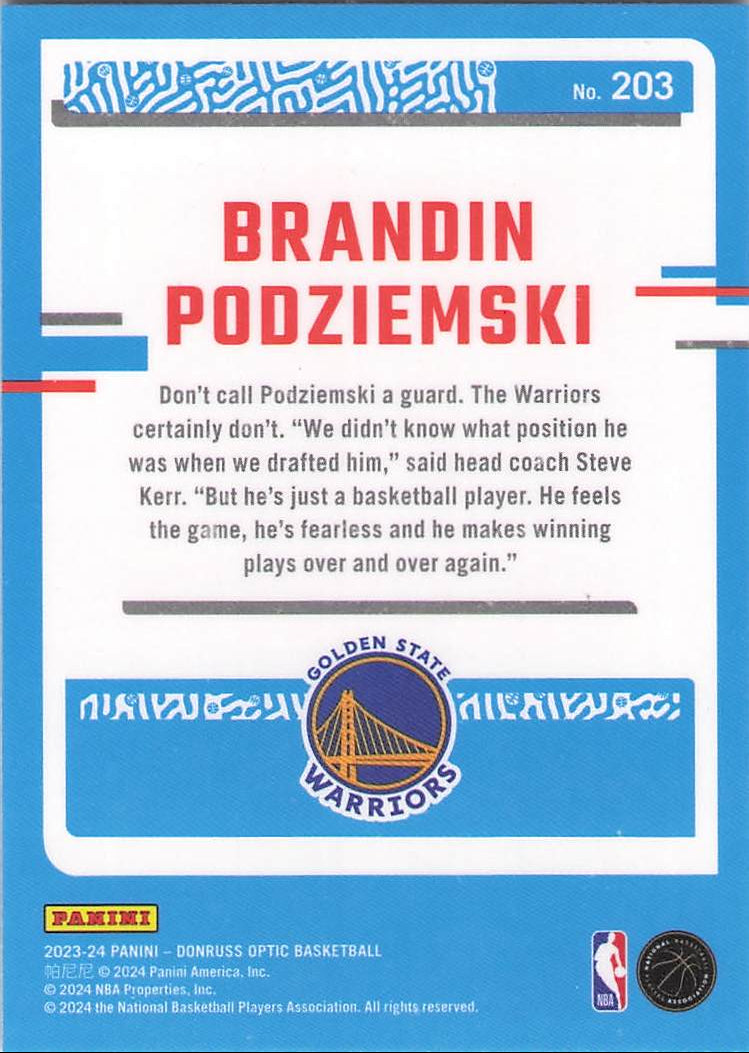 Brandin Podziemski (Back)